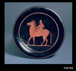 Attic Red-Figure Plate Decorated with an Archer on Horseback